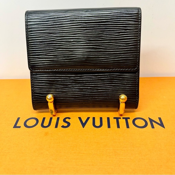 Auth Louis Vuitton Black Epi Leather Elise Bifold Unisex Wallet EUC! W/box - Picture 11 of 11